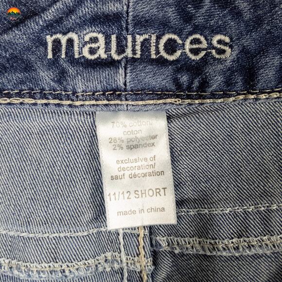 Maurices Straight Jeans Blue Medium Wash Chunky Stitch Denim Women's 11/12 Short - Picture 8 of 14